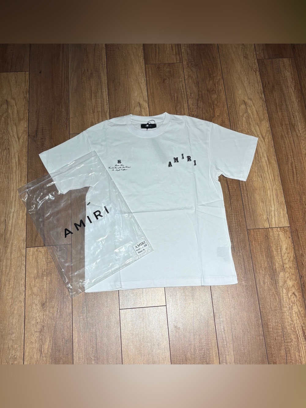 Amiri Mens White Tee Shirt with Black Logo Brand New - Picture 3 of 11